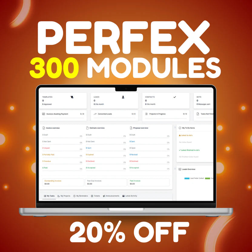 PERFEX CRM WITH 300 SAAS MODULES LATEST VERSIONS